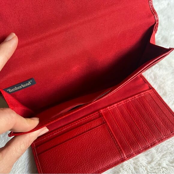 Timberland Leather RFID Flap Wallet Clutch Organizer, Cherry (Pebble) - Picture 11 of 16